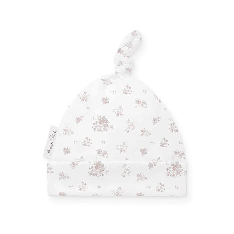 Aster & Oak Posie Floral Knot Hat - White