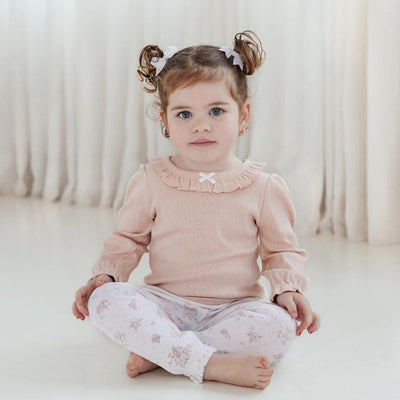 Aster & Oak Rose Blush Rib Long Sleeve Top - Rose