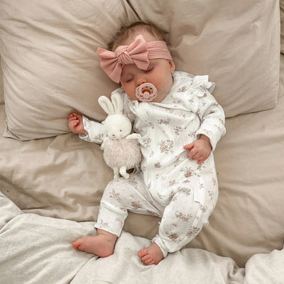 Aster & Oak Posie Floral Pointelle Zip Romper - White