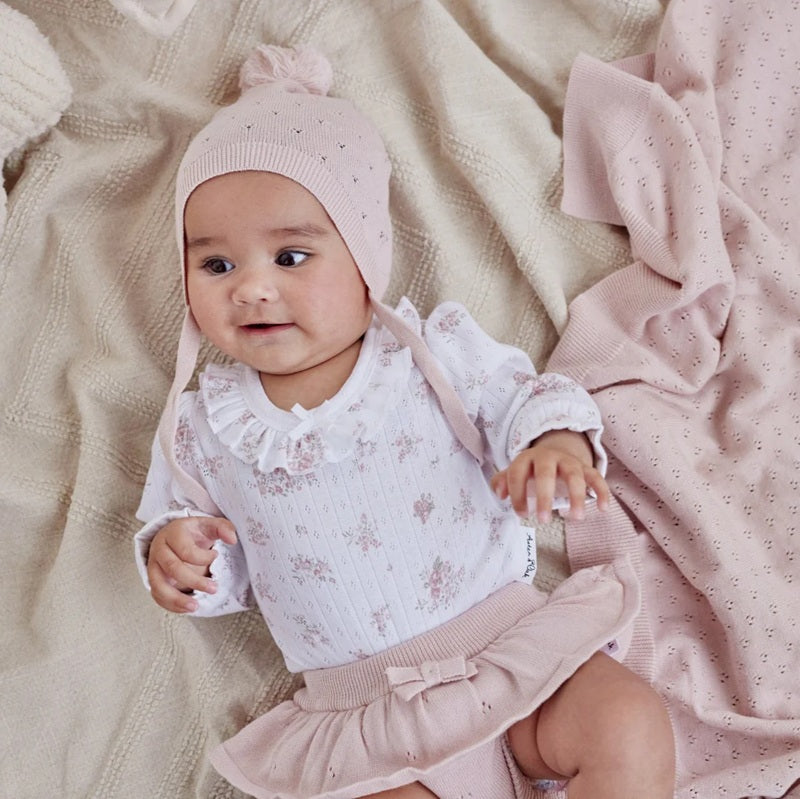 Aster & Oak Rose Blush Knit Bonnet - Rose