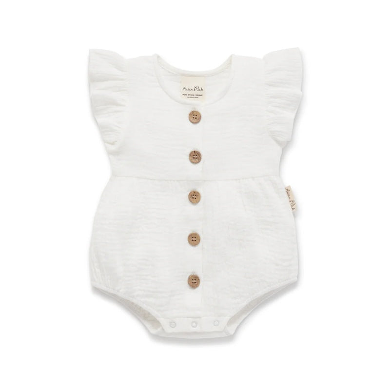 Aster & Oak White Muslin Bubble Romper