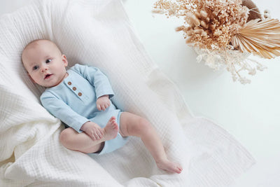 Aster & Oak Winter Sky Rib Onesie - Blue