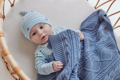 Aster & Oak Striped Seal Rib Zip Romper - Blue