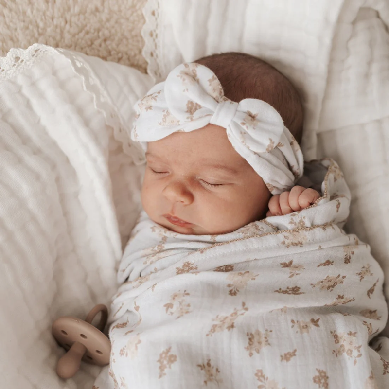 Aster & Oak  Sable Muslin Headband - White