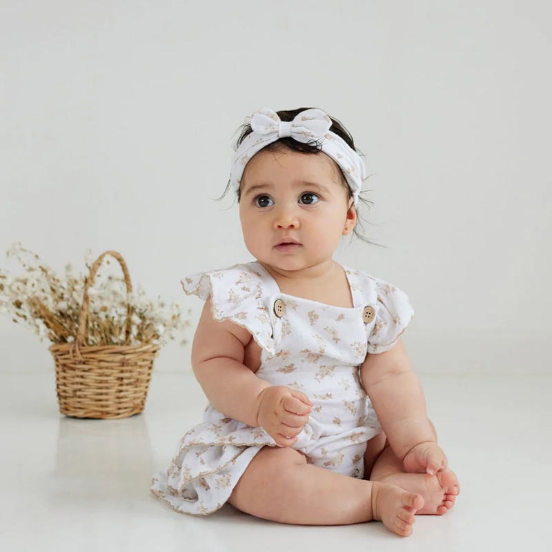 Aster & Oak  Sable Muslin Headband - White