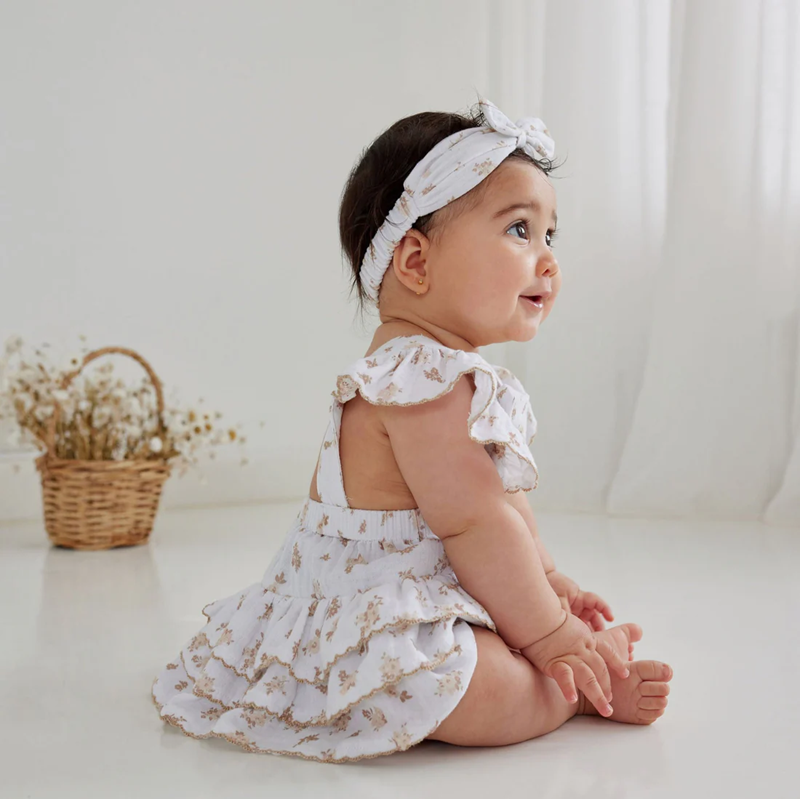 Aster & Oak  Sable Muslin Headband - White