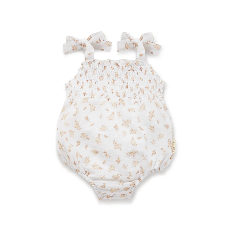 Aster & Oak Sable Muslin Tie Romper - White