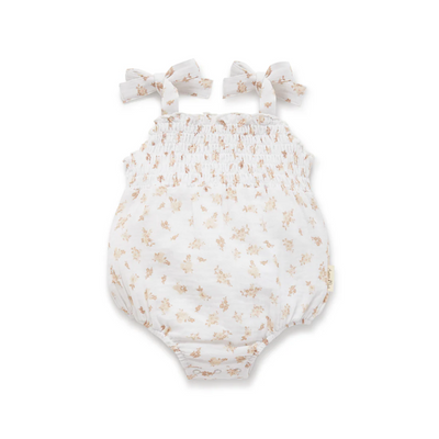 Aster & Oak Sable Muslin Tie Romper - White