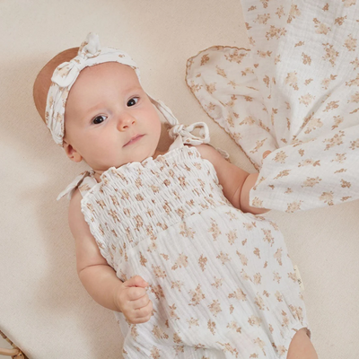 Aster & Oak Sable Muslin Tie Romper - White