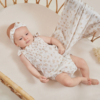 Aster & Oak Sable Muslin Tie Romper - White