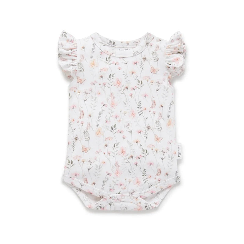 Aster & Oak Secret Garden AOP Onesie - White