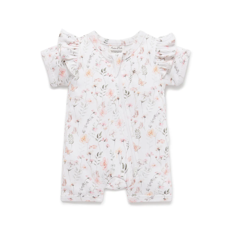 Aster & Oak Secret Garden Zip Romper - White