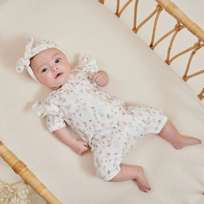 Aster & Oak Secret Garden Zip Romper - White