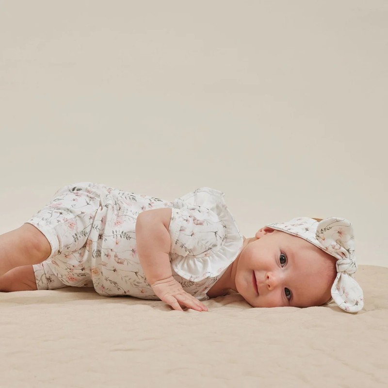 Aster & Oak Secret Garden Zip Romper - White