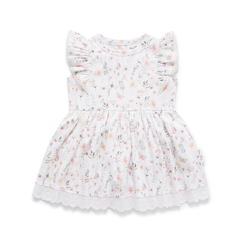 Aster & Oak Secret Garden Ruffle Dress - White