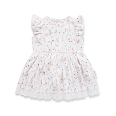 Aster & Oak Secret Garden Ruffle Dress - White