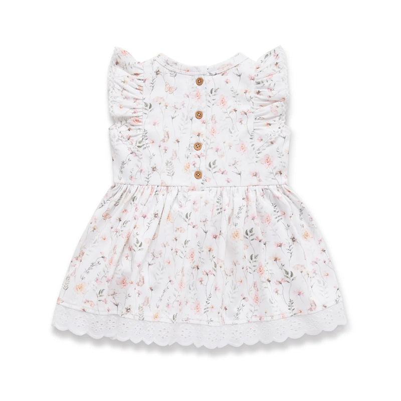 Aster & Oak Secret Garden Ruffle Dress - White