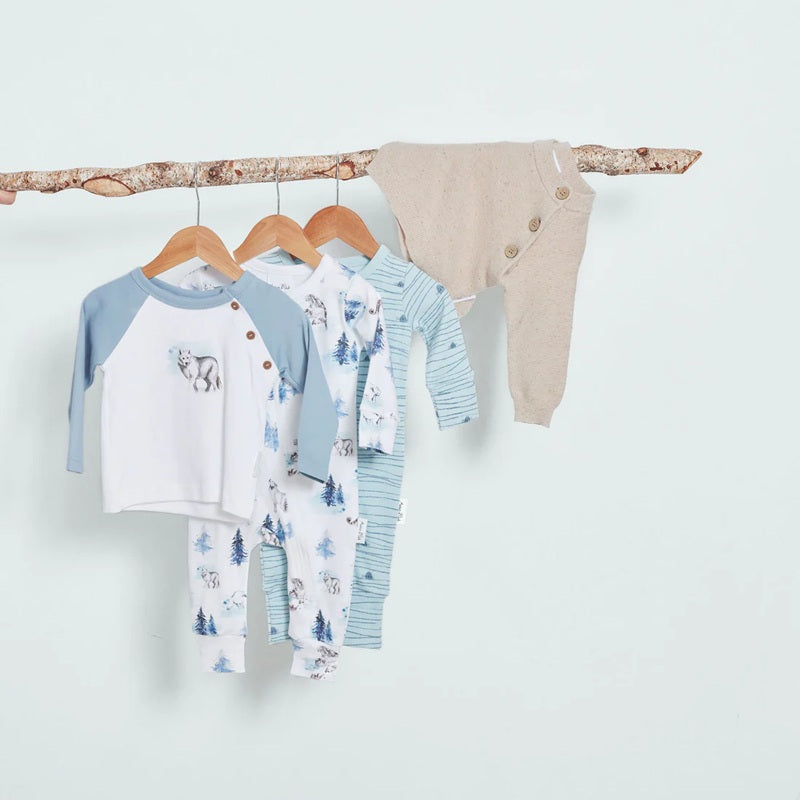 Aster & Oak Snow Wolf Print Long Sleeve Tee - White