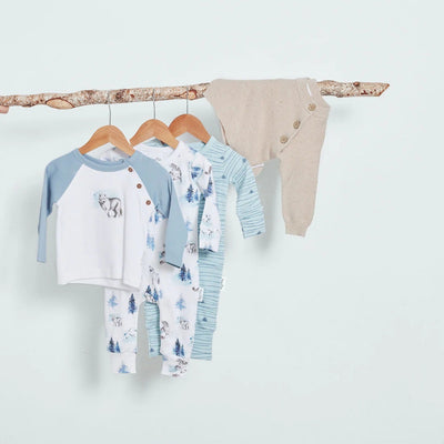 Aster & Oak Snow Wolf Print Long Sleeve Tee - White