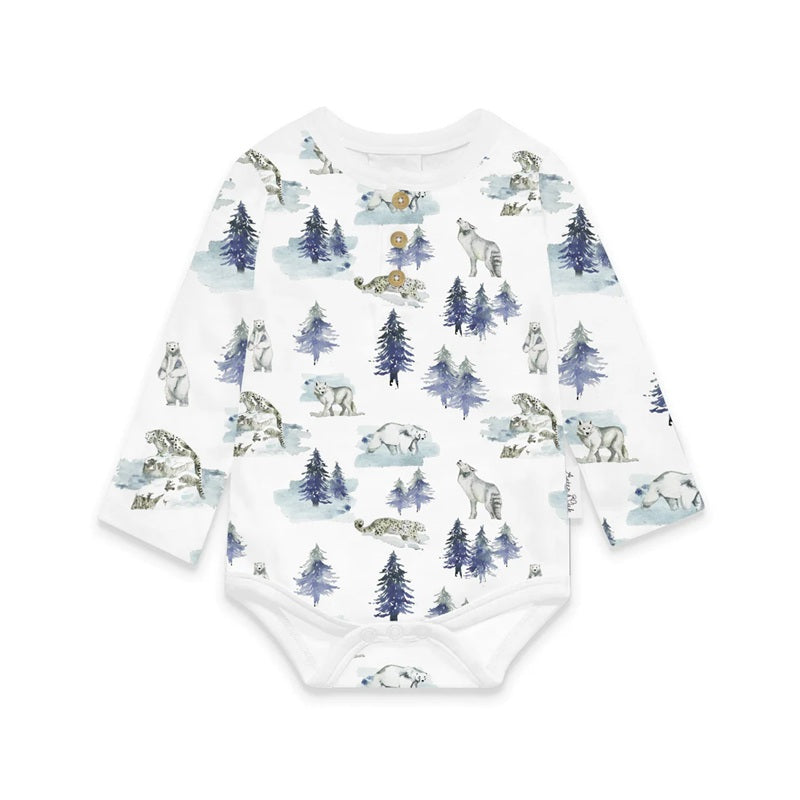 Aster & Oak Snow Animals Onesie - White