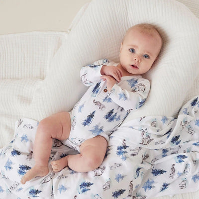 Aster & Oak Snow Animals Onesie - White