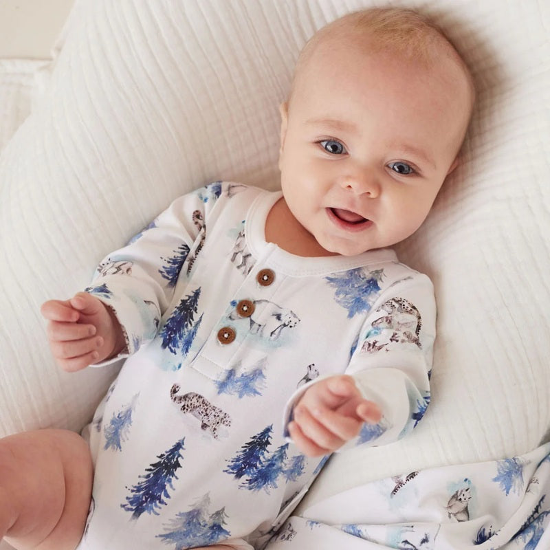 Aster & Oak Snow Animals Onesie - White