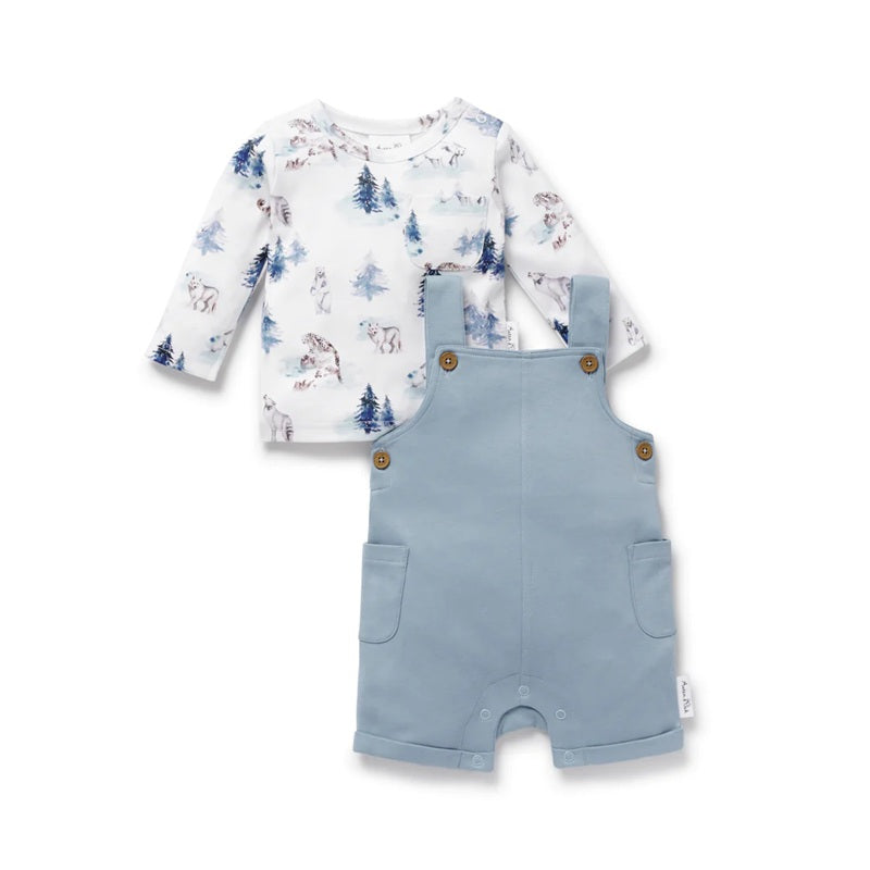 Aster & Oak Snow Animals Overall Set - Blue