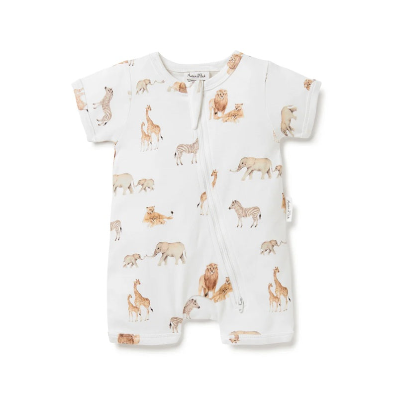 Aster & Oak Savanna Zip Romper - White