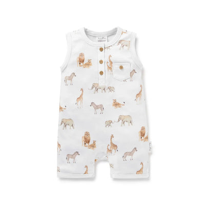 Aster & Oak Savanna Henley Romper - White