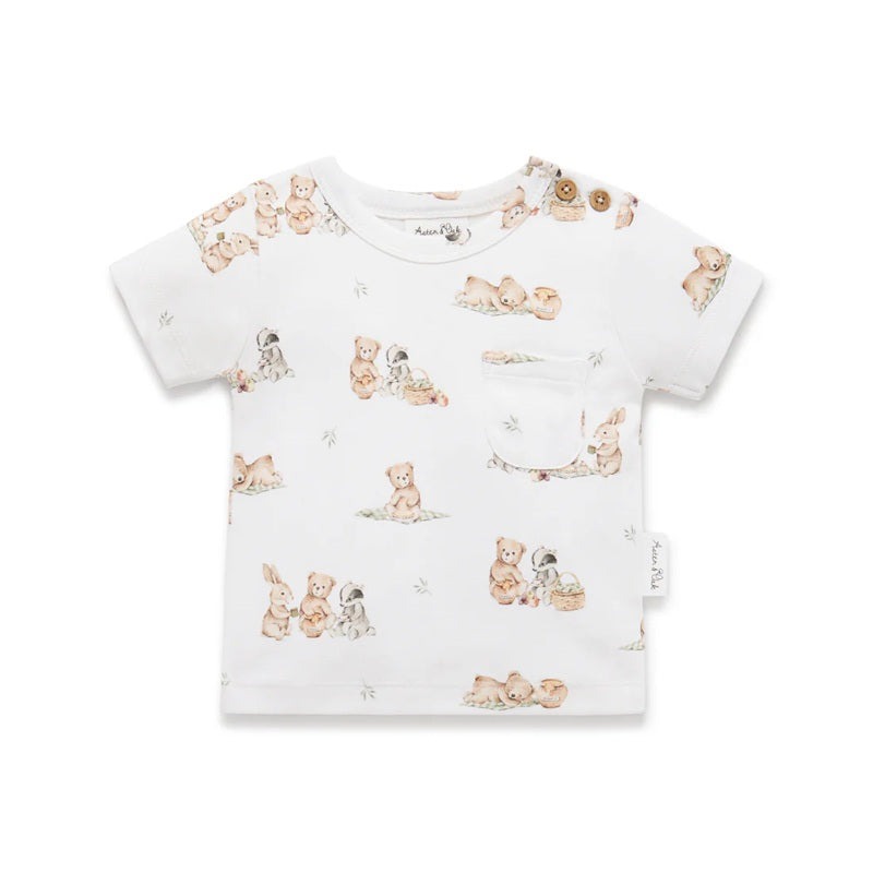 Aster & Oak Teddy Picnic AOP Tee - White