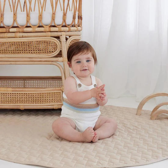 Aster & Oak Sage Rainbow Knit Romper - White