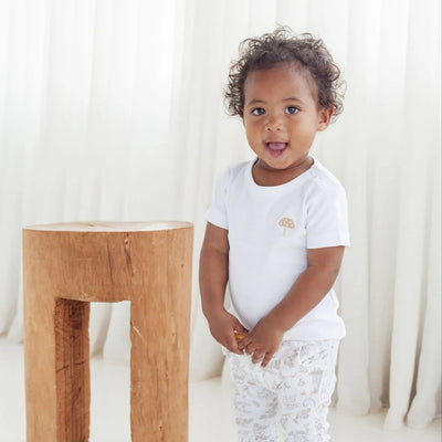 Aster & Oak Mushroom Embroidered Tee - White