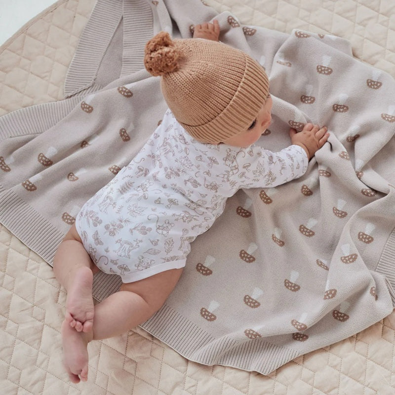 Aster & Oak Woodland Mouse Onesie - White