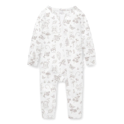Aster & Oak Woodland Mouse Zip Romper - White