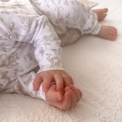 Aster & Oak Woodland Mouse Zip Romper - White
