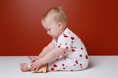 Texas Oak Andy Romper - Red Oak Print