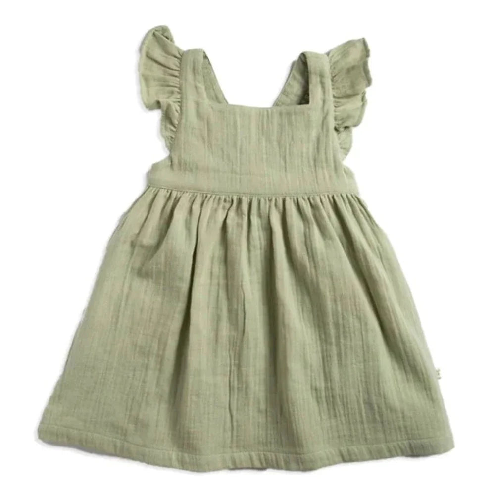 Tiny Twig Angel Dress - Sage Crinkle