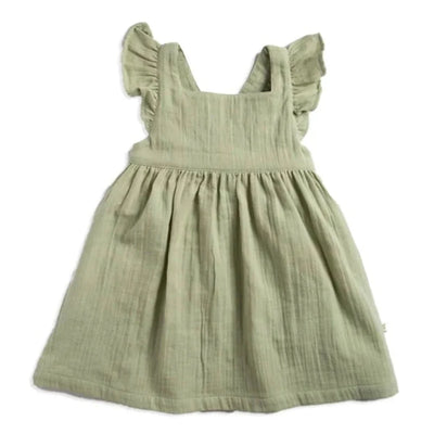 Tiny Twig Angel Dress - Sage Crinkle