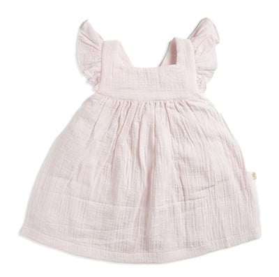 Tiny Twig Angel Dress & Bloomer Set - Soft Pink Crinkle