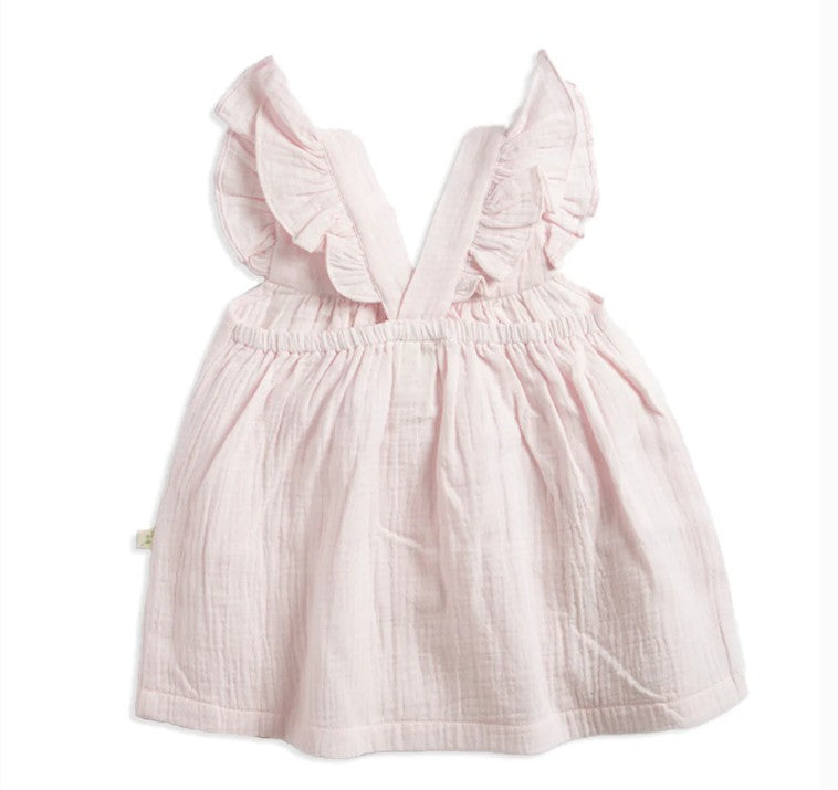 Tiny Twig Angel Dress & Bloomer Set - Soft Pink Crinkle