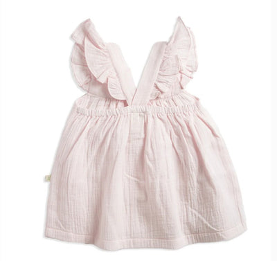Tiny Twig Angel Dress & Bloomer Set - Soft Pink Crinkle