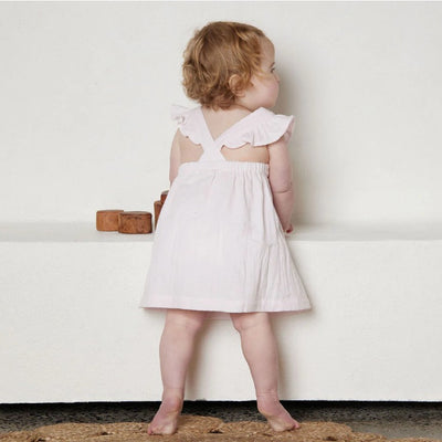 Tiny Twig Angel Dress & Bloomer Set - Soft Pink Crinkle