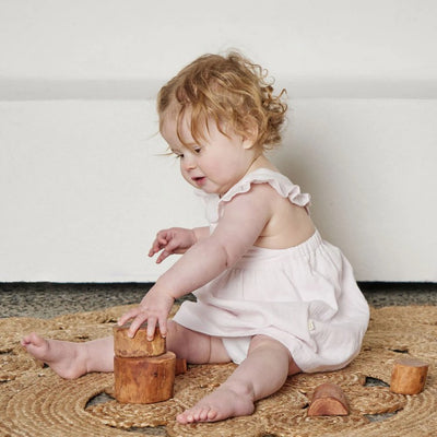 Tiny Twig Angel Dress & Bloomer Set - Soft Pink Crinkle