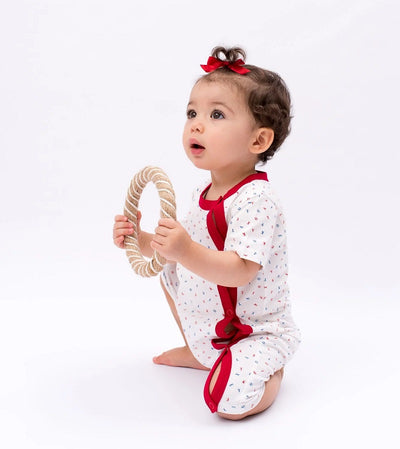 Texas Oak Austin Romper - Tiny Letter Print Red