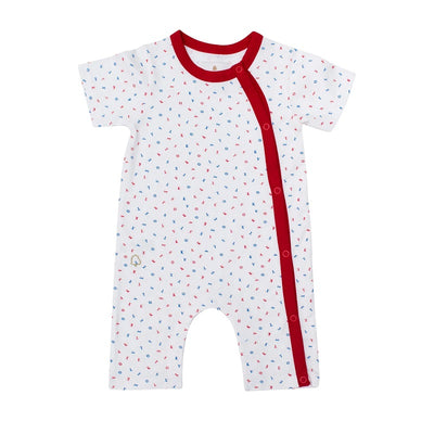 Texas Oak Austin Romper - Tiny Letter Print Red