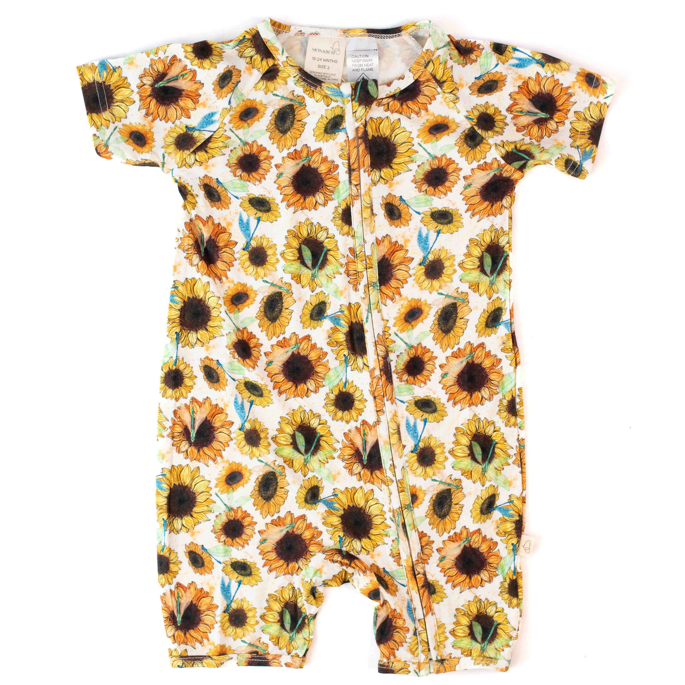 Monarch Short Sleeve Bamboo Zip Bootysuit V3 - Sunny Daze