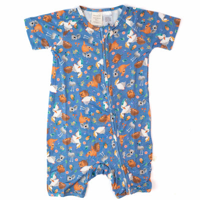 Monarch Short Sleeve Bamboo Zip Bootysuit V3 - True Blue