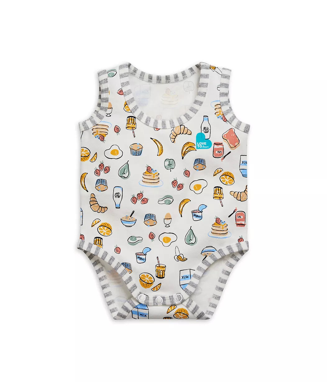 Love To Dream Cotton Sleeveless Bodysuit - Breakfast White