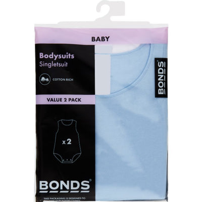 Bonds Value Singletsuit 2 Pack - Blue/White