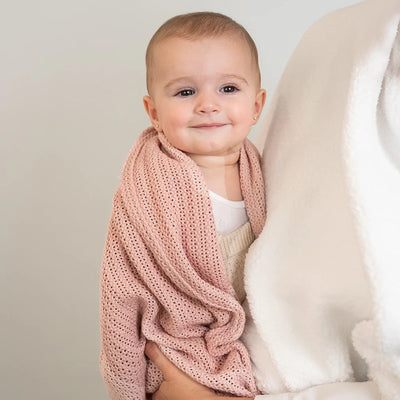 Living Textiles Cotton Cellular Blanket - Dusty Pink